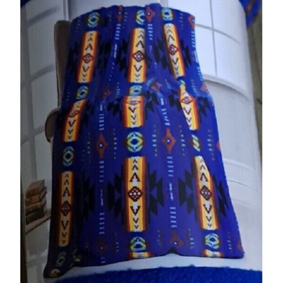 NU TRENDZ Other - New Royal Blue 50x60 Southwest Aztec Fleece Throw Gift Blanket Reversible Native